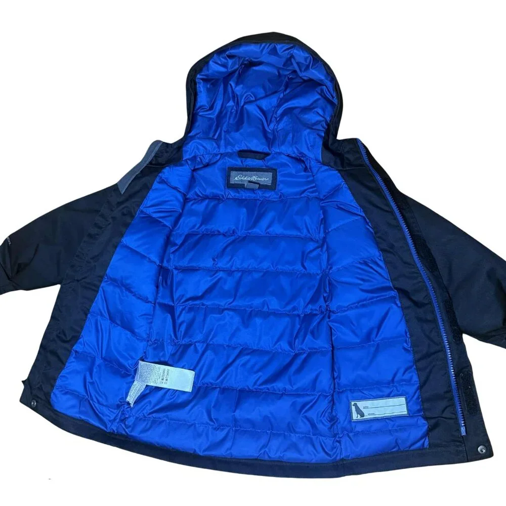 Eddie Bauer Boys Black Hooded Insulated Jacket Size 4 Lightweight Fall Coat